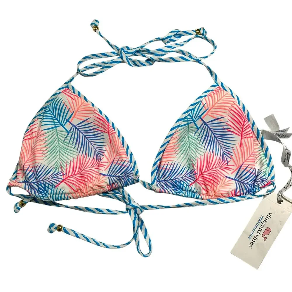 Vineyard Vines S NEW Womens String Bikini Reversible Palms Multi *flaw
